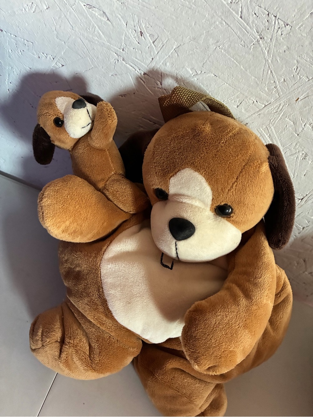 Plush Brown Dog with Removable Puppy - Soft Cuddly Learning Toy